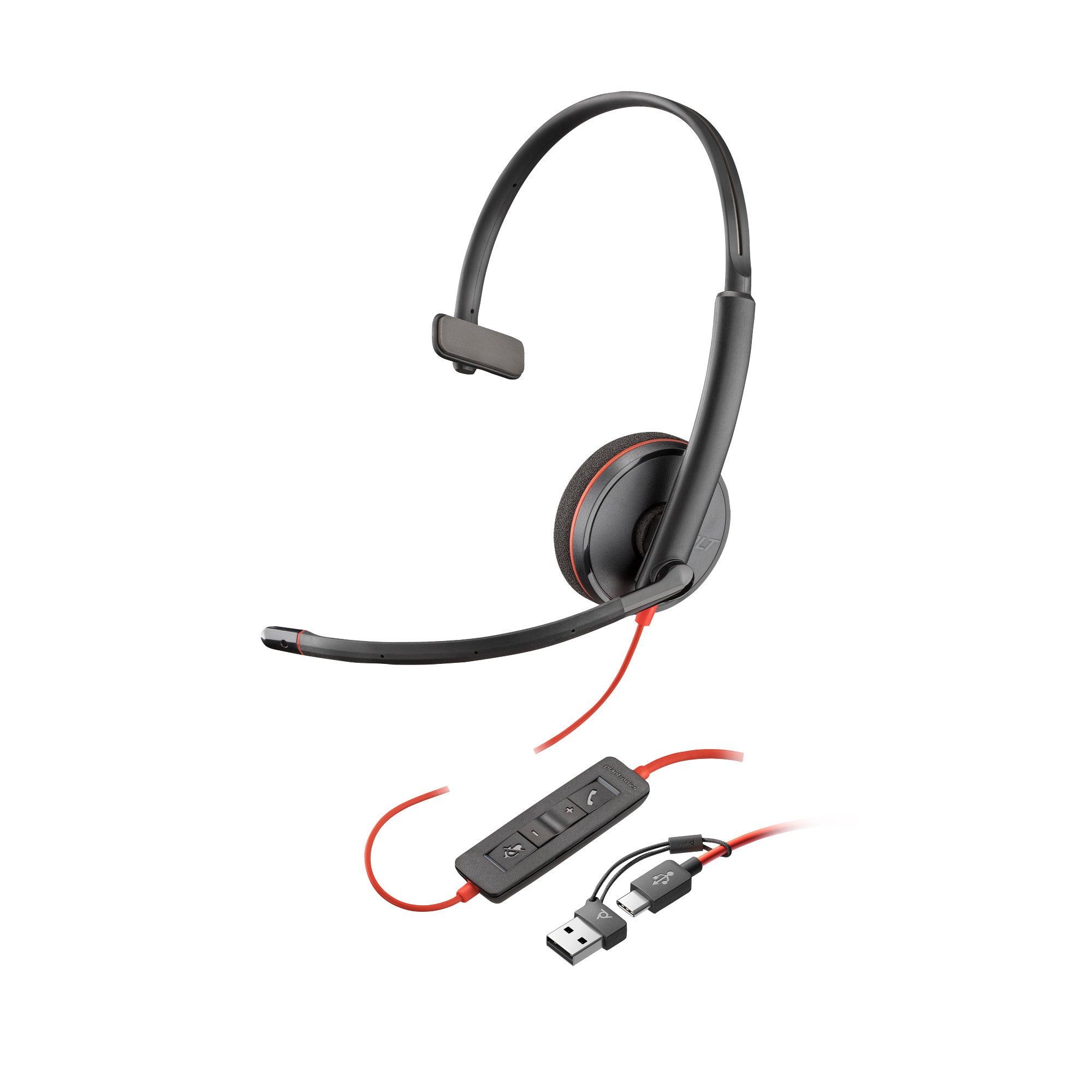 Poly Blackwire 3210 Monaural USB-C Headset +USB-C/A Adapter 8X214AA