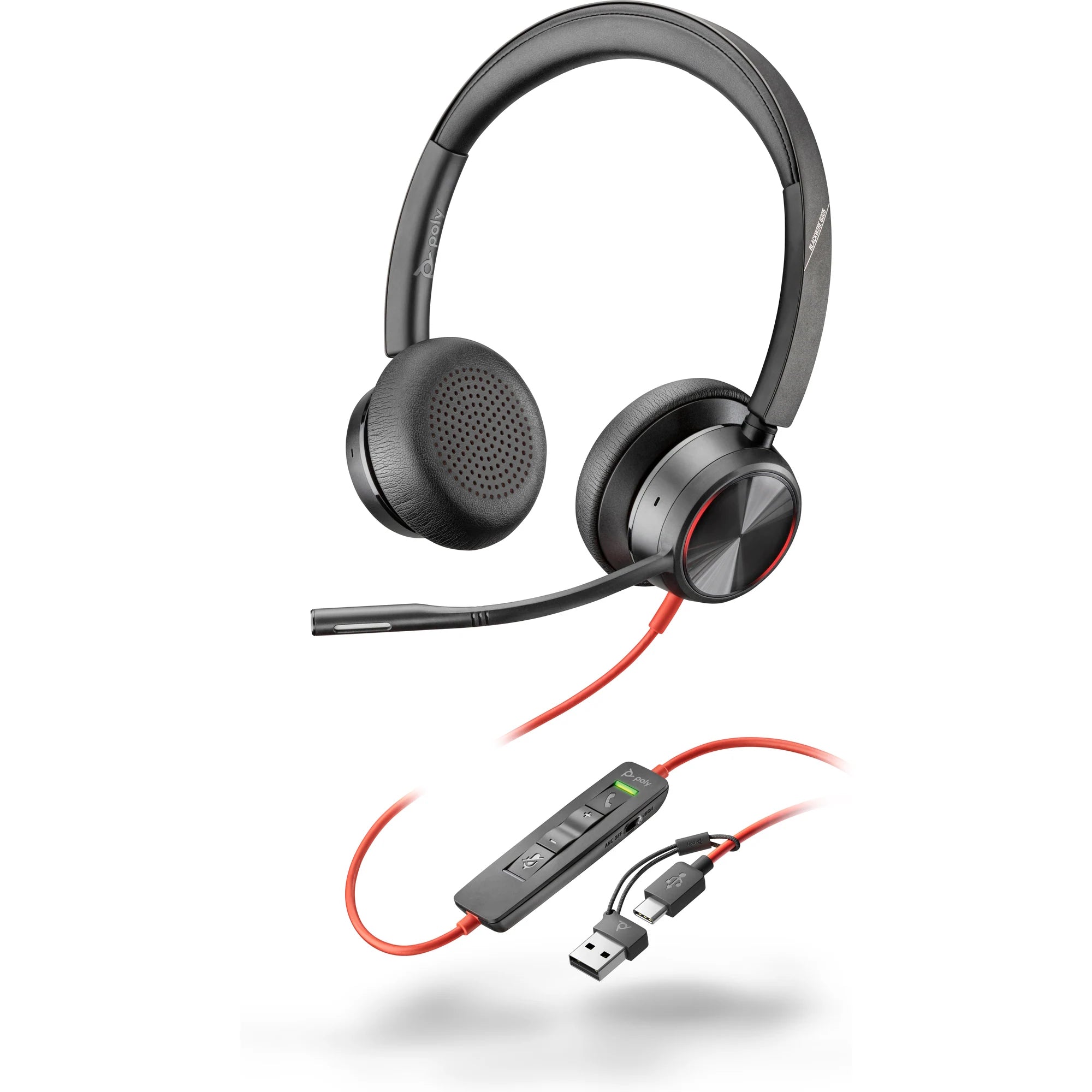 Poly Blackwire 8225 Stereo USB-C Headset +USB-C/A Adapter 8X223AA