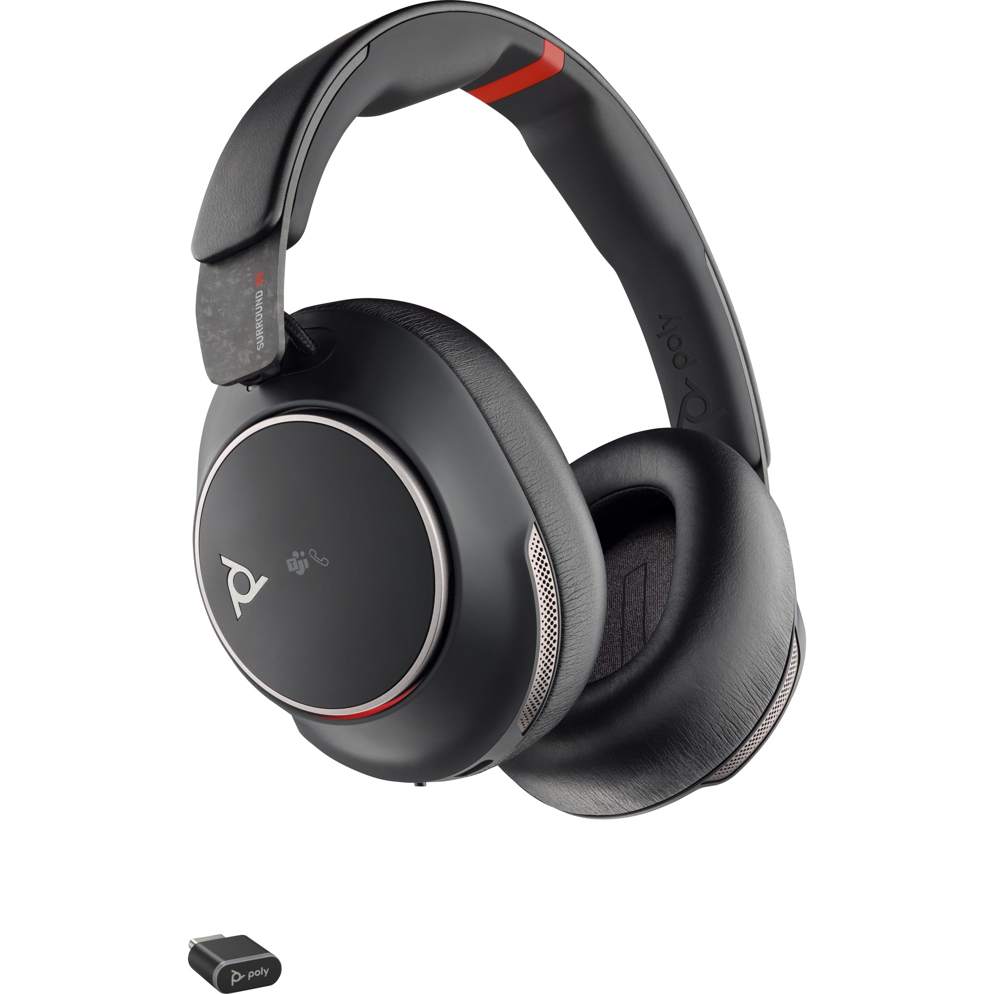 Poly Voyager Surround 85 UC Microsoft Teams Certified USB-C Headset +USB-C/A Adapter +Charging Stand 8G7T8AA